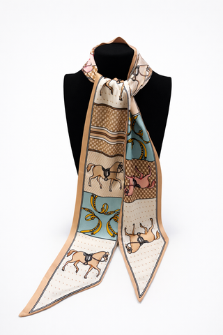 Silk Neck Scarf -  Beige