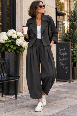 Saira Barrel Co-Ord Set - Black