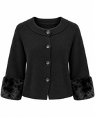 Marcie Fur Cuff Cardigan - Black ** PRE-ORDER EST DESPATCH 9 OCT**