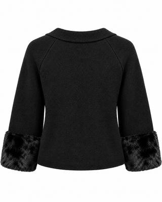 Marcie Fur Cuff Cardigan - Black