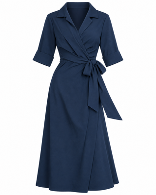 Valenne Wrap Dress - Navy