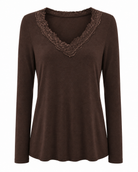 Cashmere Lace Layering Top - Brown