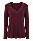 Cashmere Lace Layering Top - Burgundy