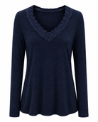 Cashmere Lace Layering Top - Navy
