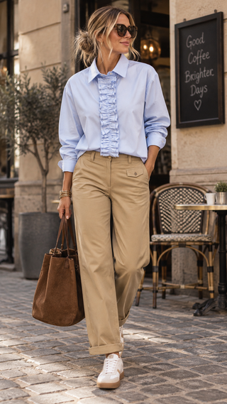 Pippa Ruffle Shirt - Blue