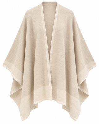 Sienna Contrast Trim Poncho - Cream