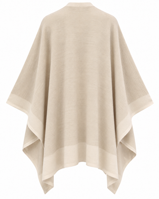 Sienna Contrast Trim Poncho - Cream