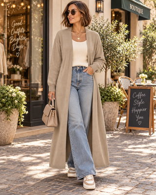 Nevaya Longline cardigan - Taupe