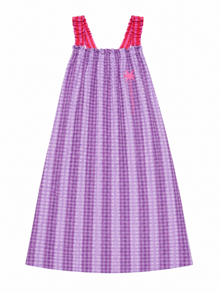 Susie Stripe Palm Cotton Maxi Dress -Purple