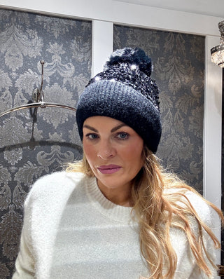 Sequence Velvet Lined Hat  - Black