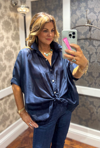 Blossom Voile Blouse - Navy