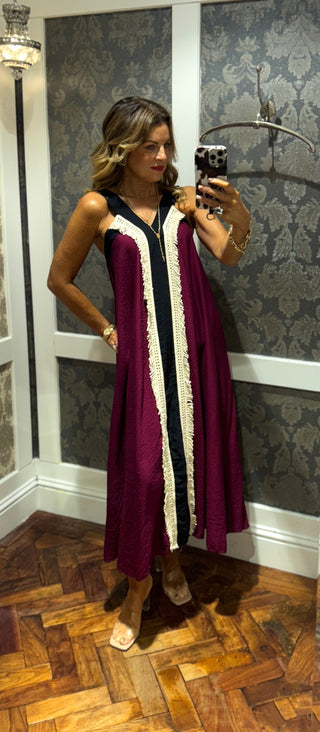 Beau Fringe Dress - Burgundy
