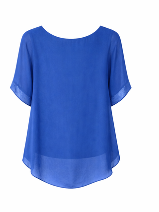 Ryder Sequin Silk Top- Royal Blue