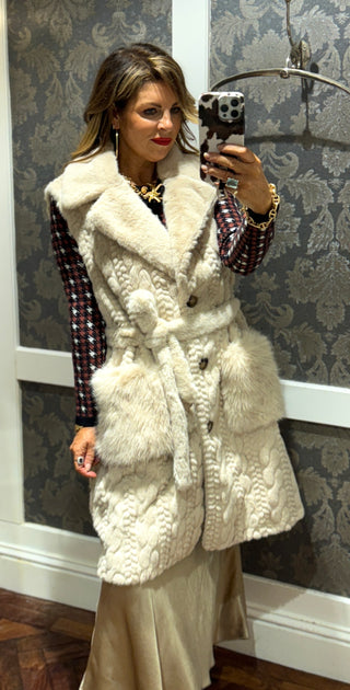 Tammi Fur Gilet - Cream