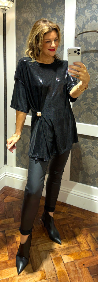 Alice - Top- Wet Look- Black