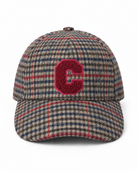 “C” Baseball Cap Houndstooth - Burgandy