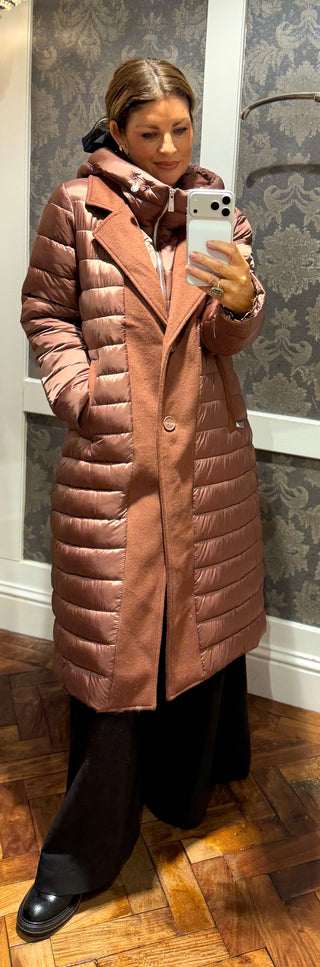 Hunter-Puff Long Jacket-Burnt Orange/Brown