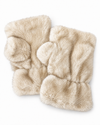 Teddy Fingerless Fur glove - Cream