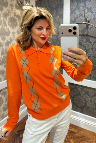 Jo Orange Collar Knit