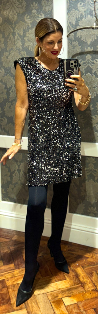 Elena-Metallic Sequin- Dress
