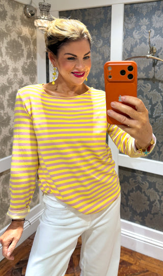 Candy floss Stripe Top Yellow/Pink