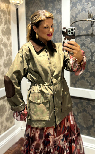 Barb Wax Look Jacket - Army