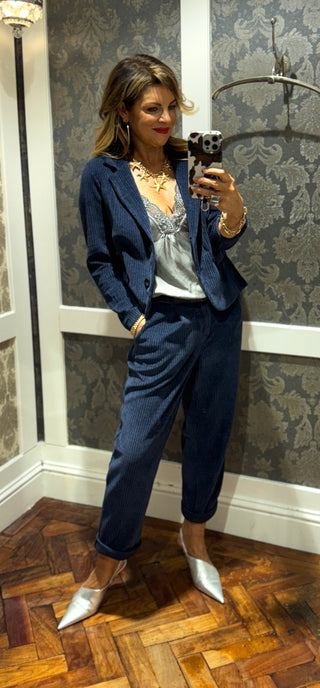 Navy cord suit