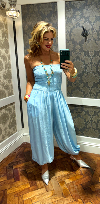 Rowan Blue Bandeau Jumpsuit