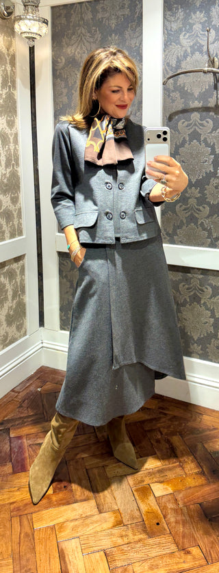 Julia- Grey Co-Ord- Cardigan/Skirt