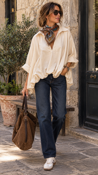Lottie Drape Shirt - Beige