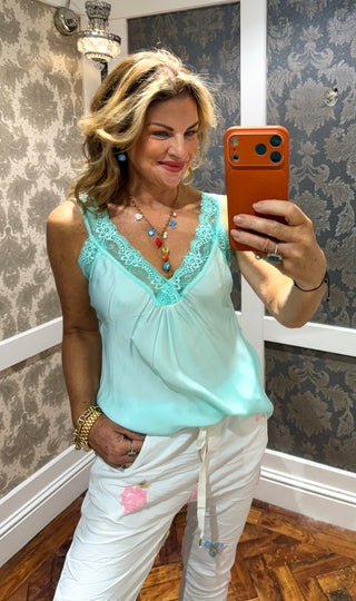 Satin Cami- Turquoise