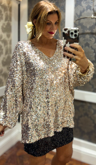 Tiffany - Gold Loose Sequin Top