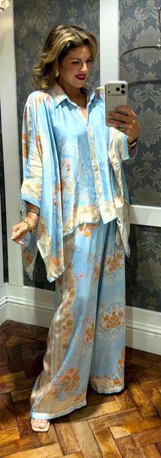 Fifi 2 Piece Silk Co-ord - Blue
