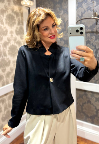 Reese Black Super Soft Button Blazer - Black