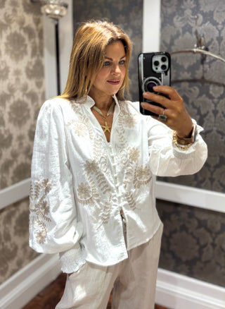 Julius Embroidered Blouse - White