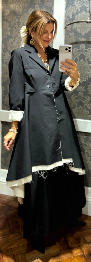 Katyyia- Black Dress Coat- Black/Winter White