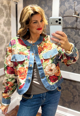Daisy Demin Trim Jacket - Floral