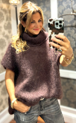 Mohair Oversize Rollneck Knit- Chocolate