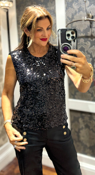 Roxy- Sequin Top - Black