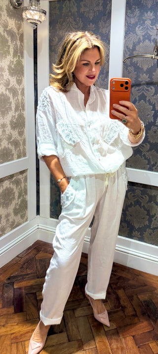 Hallie Linen Shirt/Jacket- White