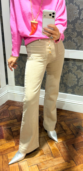 Manuelle Button Jean - Beige