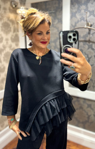 Sweetie Tulle Ruffle Top Black