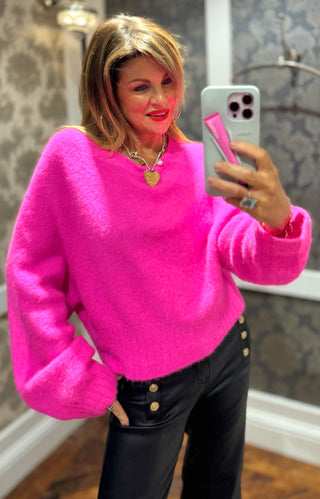 Rosie Alpaca Knit - Fuchsia Pink 