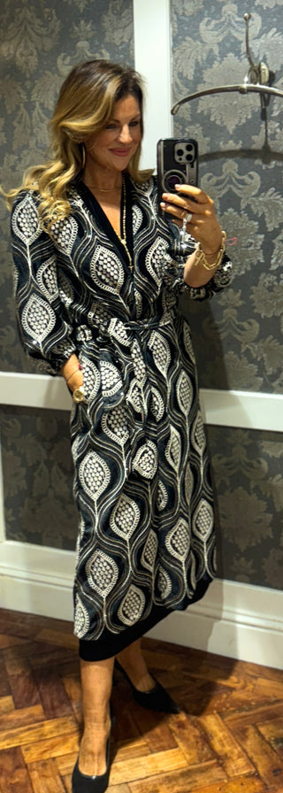Embroidered Duster Coat - Gold