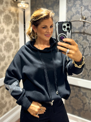Diamante Skull Hoodie - Black