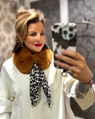 Faux Fur Neck Tie - Brown