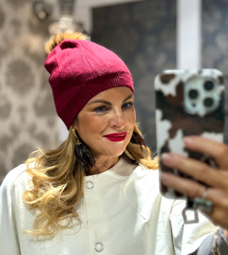 Super Soft Bobble Hat - Burgundy