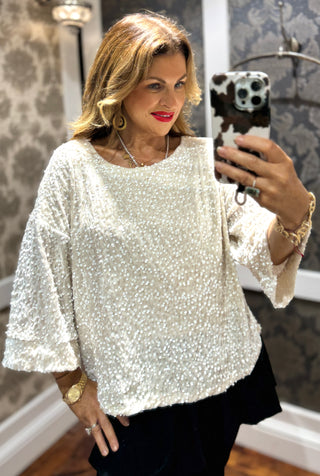 Callie - Sequin Top - Cream