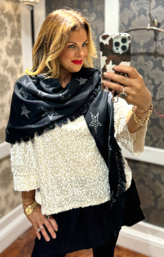 Star Scarf- Reversible - Velvet Black