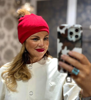 Super Soft Bobble Hat - Red